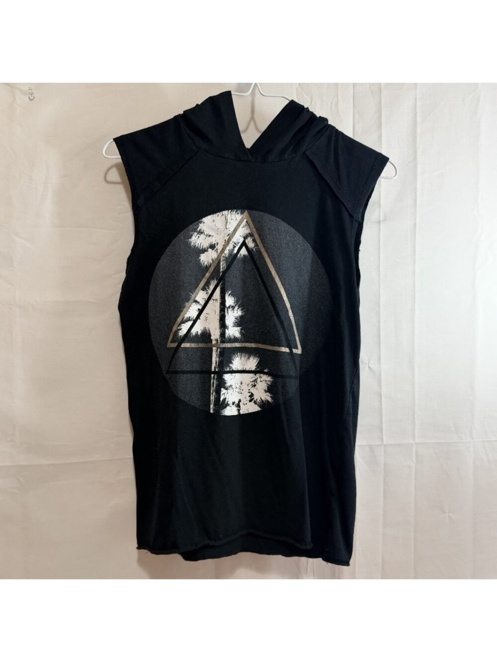 Target Boys Sleeveless Hooded Tank Top Black With Palm Tree Graphic